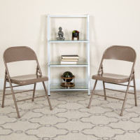 Flash Furniture 2-HF3-MC-309AS-BGE-GG 2 Pk. HERCULES Series Triple Braced & Double Hinged Beige Metal Folding Chair